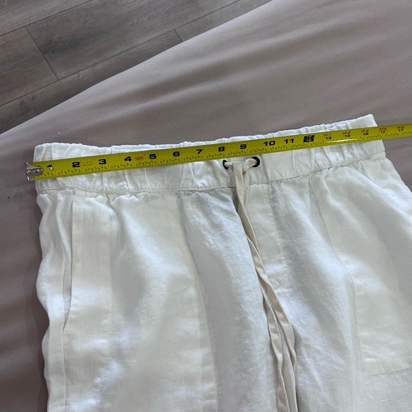 ENZA COSTA • White Women Elastic Drawstring Linen Pants•L/32 waist w/ Stretch • - Picture 4 of 11